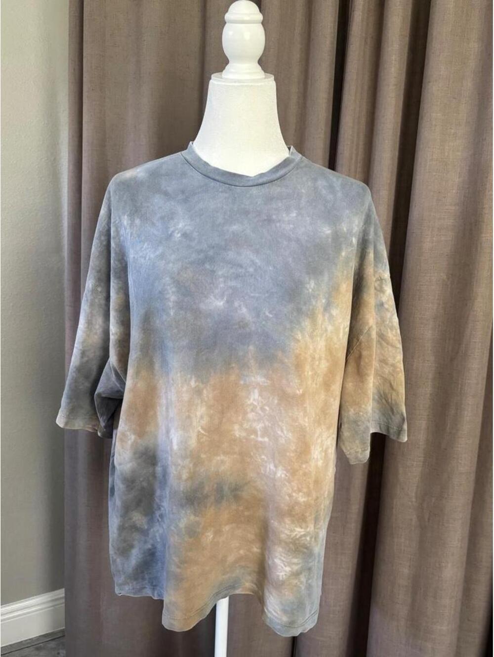 ASOS Design Oversized Tie Dye T-Shirt Gray Taupe 100% Cotton M